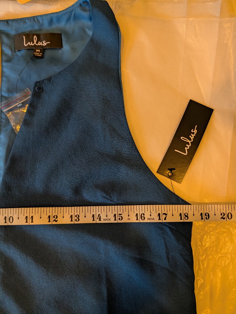 Lulu's Blue Sleeveless Shift Dress knee length v neck office travel resort nwt - Picture 4 of 6